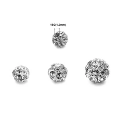 5pcs Replacement Spare BALLS Crystal Threaded Piercing Parts Belly Labret Barbell Bar Piercing Attachments DIY Body Jewelry