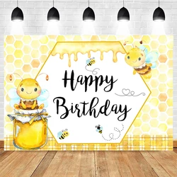 MOCSICKA Bee Birthday Backdrop Honey Girl First Photo Backdrops Sunflower Background for 1st Party Studio