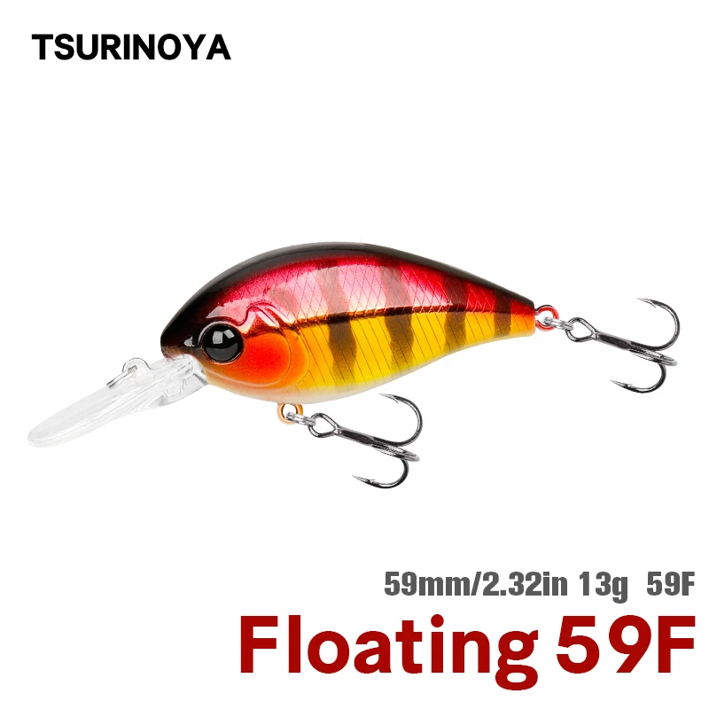 TSURINOYA 59F Floating Crankbait Fishing Lure CHARM 59mm 13g Bass Pike Hard Bait Jerkbait Professional Crank Baits