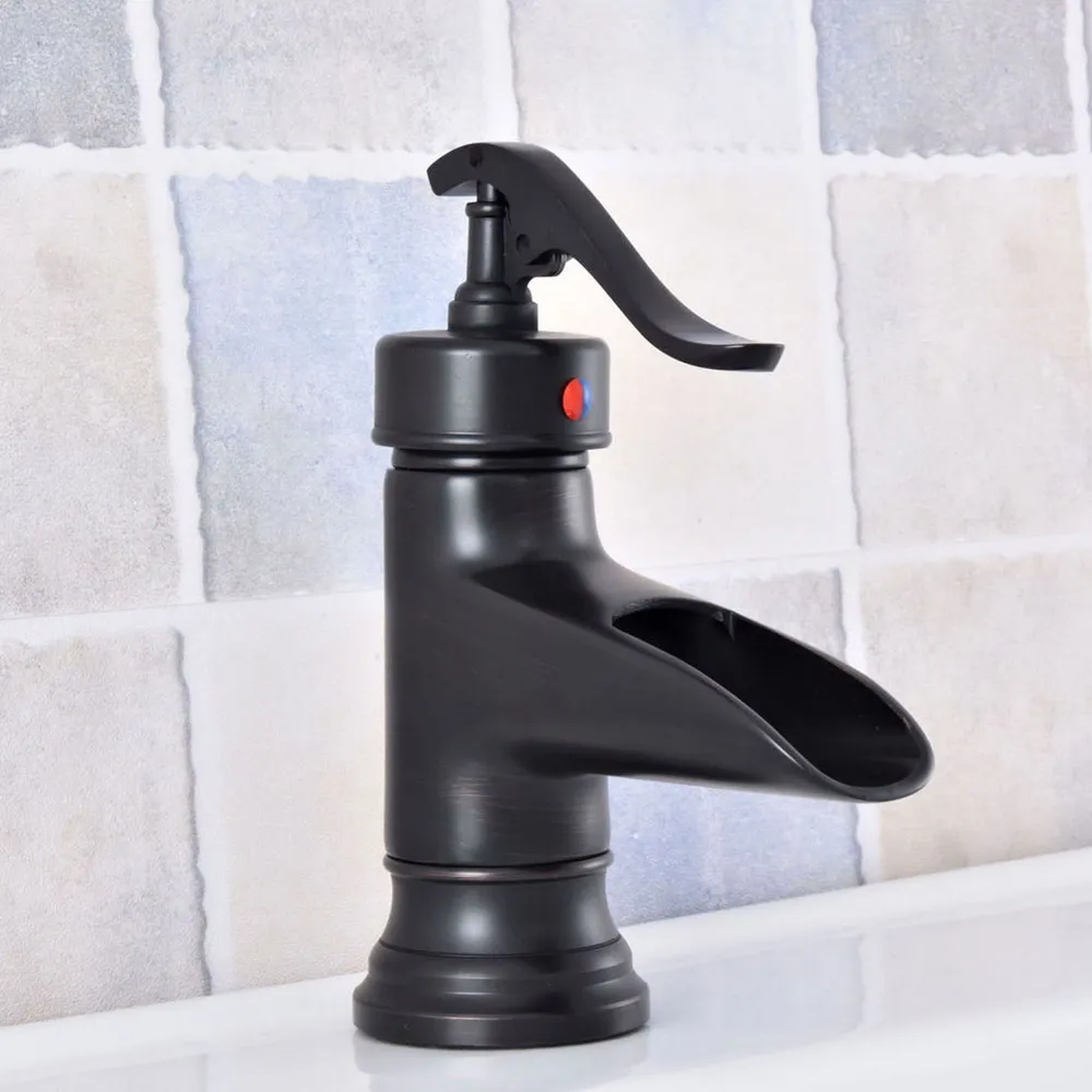 

Single Lever waterfall Bathroom Basin Faucet Oil Rubbed Bronze Hot and Cold bathroom Sink Mixer Taps Nsf623