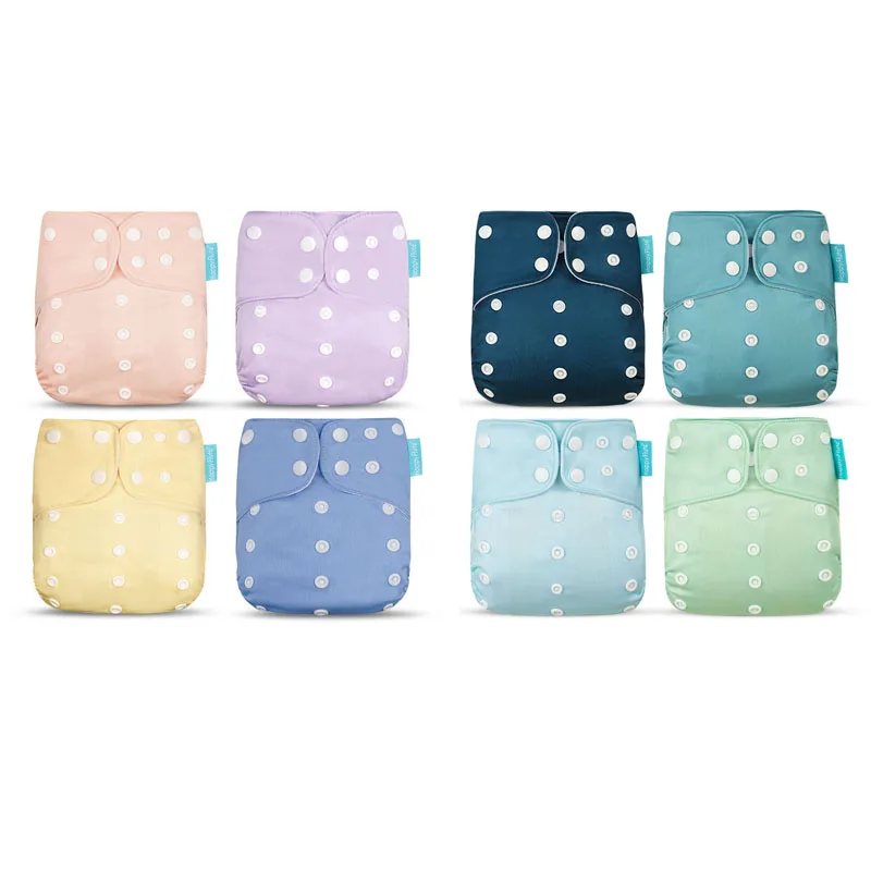 Happyflute HOt Sale OS 8pcs Pocket Diaper+8pcs Microfiber Insert Washable&Reusable Baby Nappy Adjustable Baby Nappy Cover Set