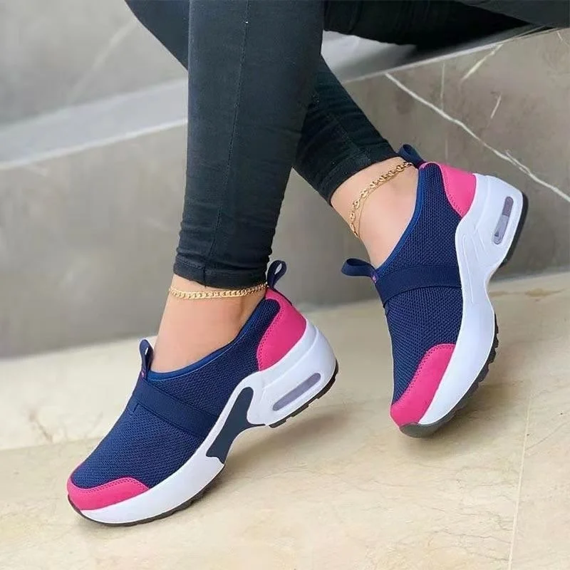 europe Mesh Breathable Women's Shoes 2022 New Fashion Sneakers Mixed Colors Slip-On Plus Size 43 Flats Platform Shoes for Woman