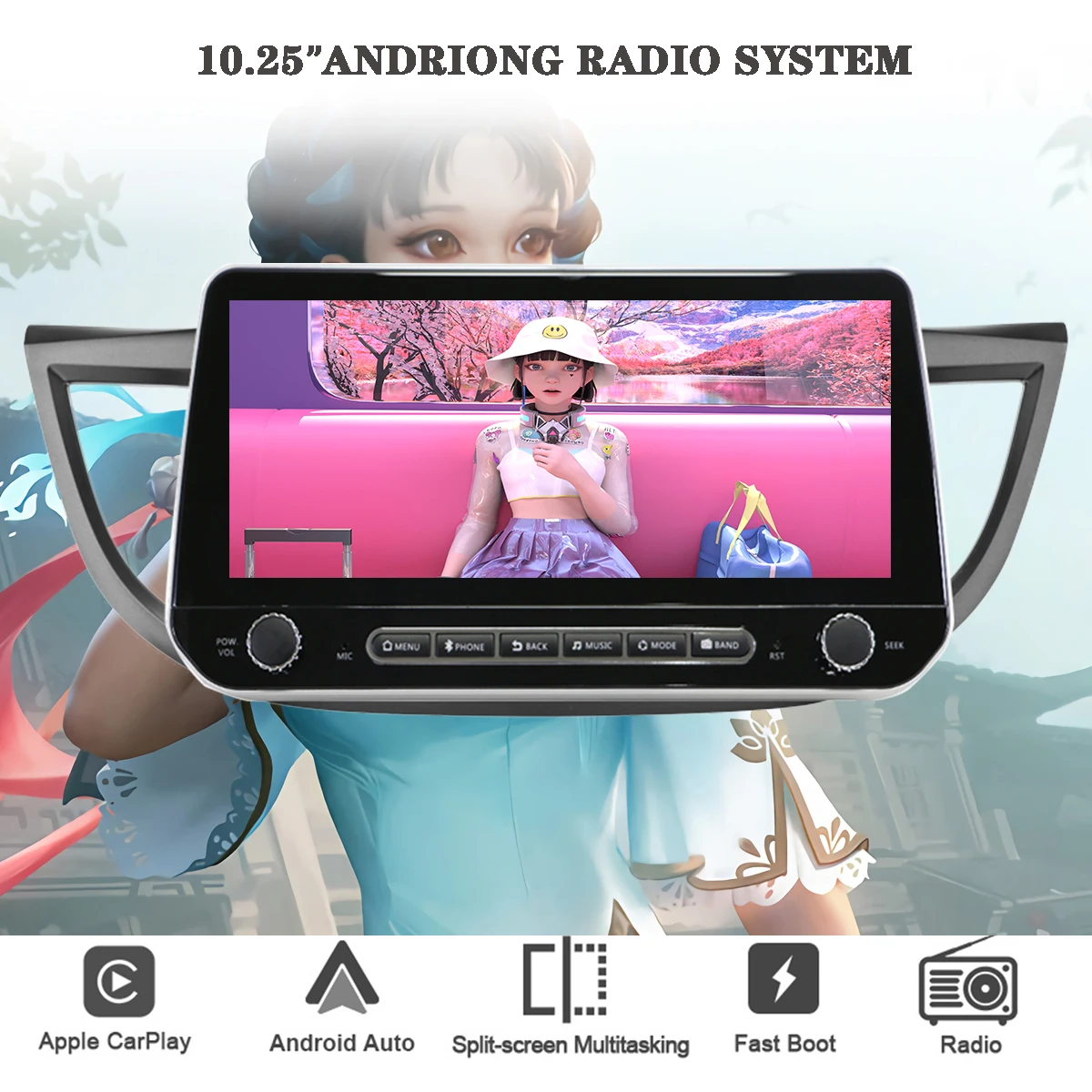 8G+256G 8Core Android 13 For Honda CRV CR-V 2011-2016 Car Autoradio GPS Navigator PC Tablet DVD Stereo Audio MP5 HU Split Screen