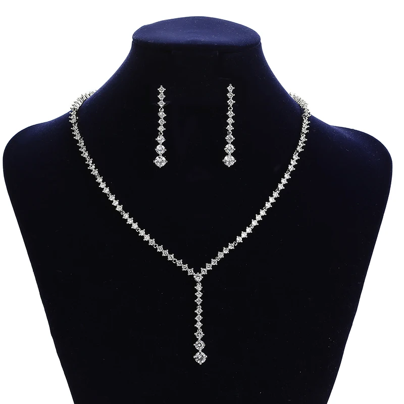 

Jewelry Set HADIYAMA Simple Necklace And Earrings Set Women Wedding Jewelry Sets High Quality Zirconia CN845 Conjunto de joyas