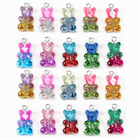 10pcs/PACK Candy Color Glitter Bear Cute Resin Charms DIY Findings Earrings Keychain Necklace Pendant Jewelry Decor Accessories
