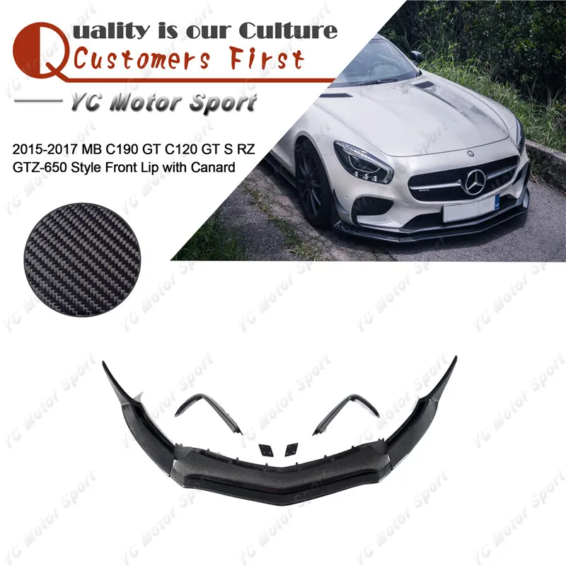 

Car Accessories Carbon Fiber RZ GTZ-650 Style Front Lip with Canard Fit For 2015-2017 MB C190 GT C120 GT S Front Bumper Splitter