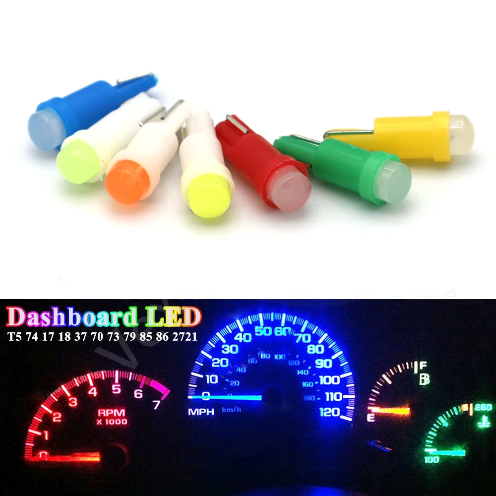 2/10/20 PCS T5 LED Light W1.2W W3W Dashboard Gauge Instrument Lamp Car Interior Light Auto Side Wedge Bulb 4014 LED Super Bright