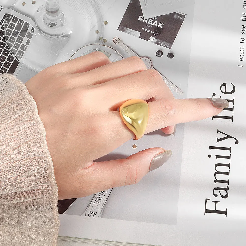 QMCOCO Minimalist Silver Color Round Rings Open Rings Korean Personality Design Fashion Woman Party Jewelry Elegant Accessories
