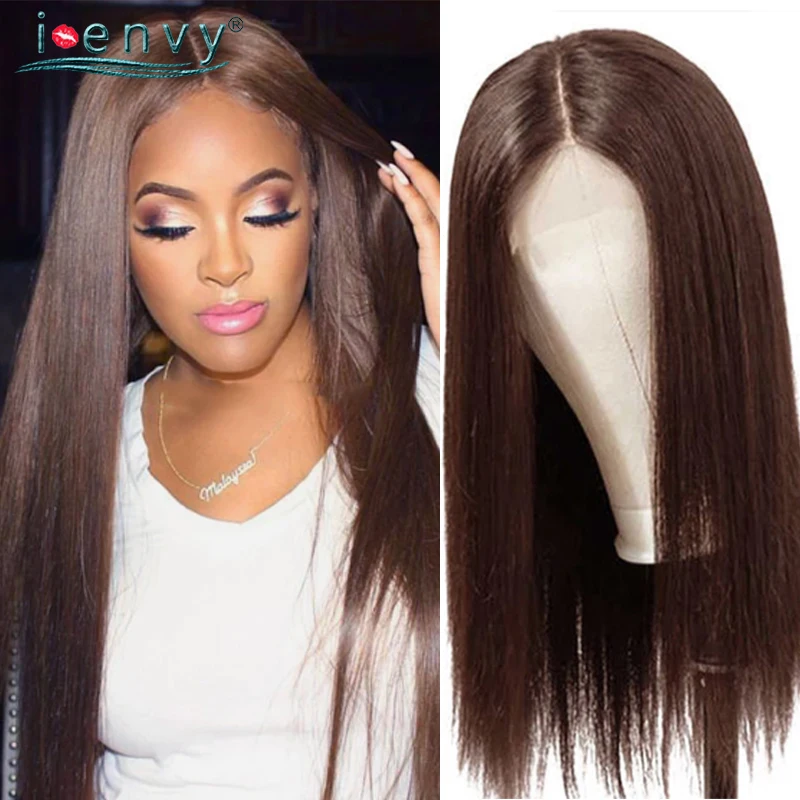 Transparent Lace Chocolate Hair Wigs Dark Brown Human Hair Wigs For Women Peruvian Straight Human Hair Lace Wigs 180% Remy Wig