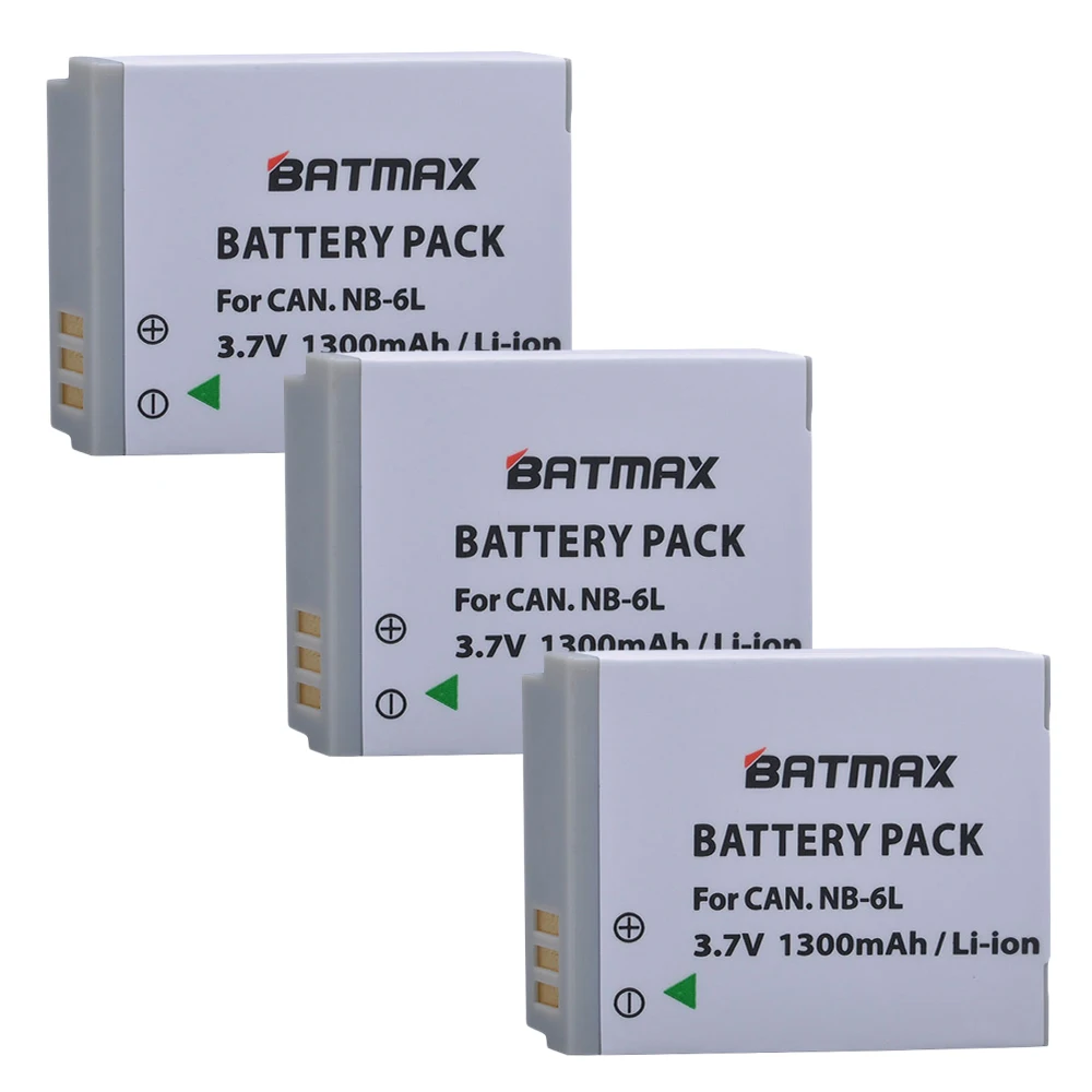 Batmax 3Pcs NB-6L NB 6L NB-6LH Li-ion Battery For Canon Power-shot SX520 HS SX530 SX600 SX610 SX700 SX710 IXUS 85 95 200 210 105