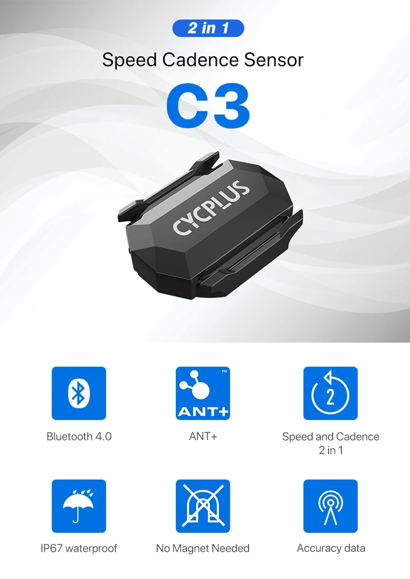 Cycplus Tritt geschwindigkeit Dual Sensor Fahrrad Computer Tacho Ameise Bluetooth wasserdicht GPS Fahrrad Fahrrad Zubehör – Detail 1