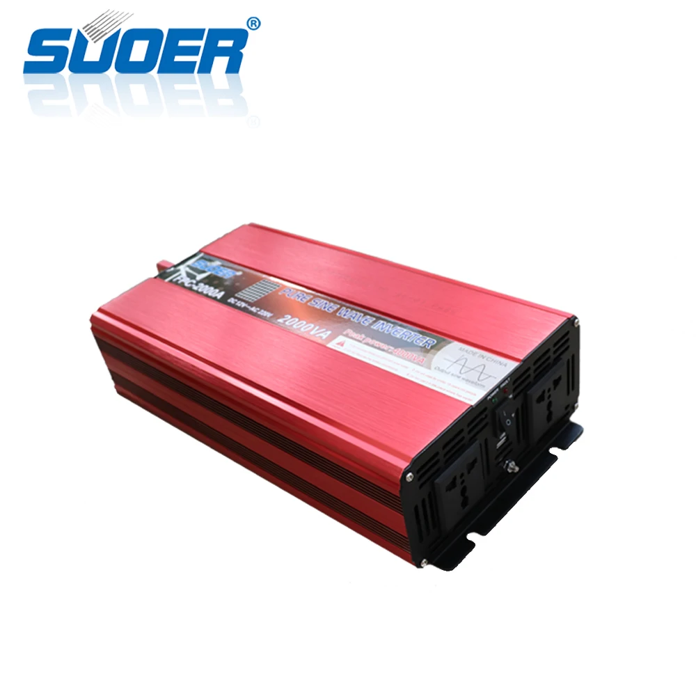 Suoer【 Pure Sine Wave Inverter 】220v 12v 2000W dc ac pure sine wave solar power inverter（FPC-2000A）