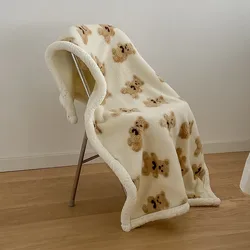 MILANCEL Winter Baby Blanket Bear Cotton Padded Blanket Warm Lamb Wool Newborn Blanket