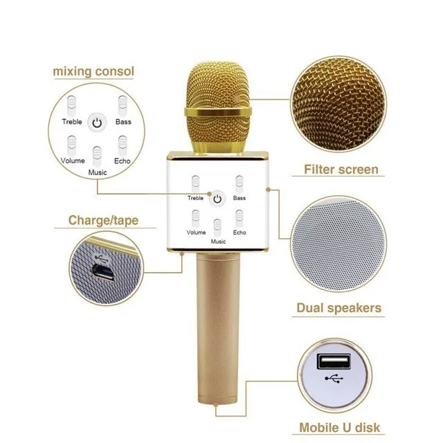 พร้อมสต็อกQ7 ไมโครโฟนลำโพงบลูทูธ