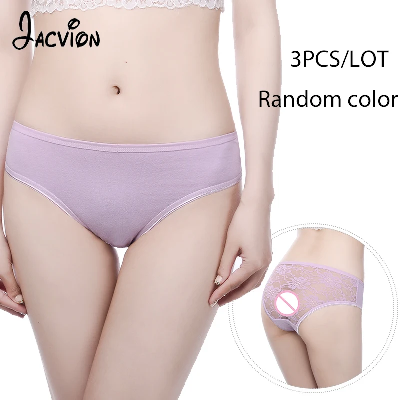 

3 Pieces/Set Underwear Women Sexy Lace Panties Soft Transparent Female Briefs