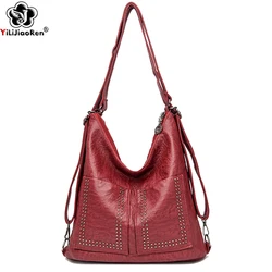 Fashion Rivet Handbags for Women Luxury Top Handle Bags Designer Tote Large Capacity Shoulder Bag Soft Leather Ladies Hand Bag