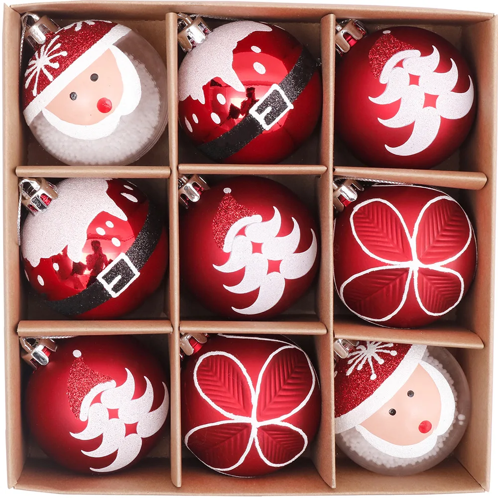 

New Christmas theme elements 6CM 9PCS hand-painted Christmas ball set Christmas tree pendant decorations christmas ornaments