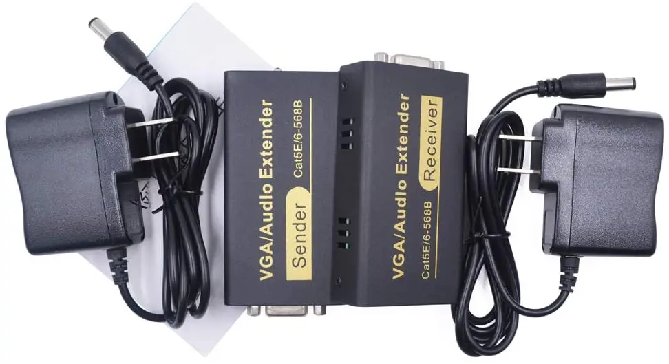 100M 328ft VGA Extender, VGA Video Audio Extender Sender + Empfänger Über Einzel RJ45 CAT5e/6 Ethernet Kabel Unterstützung 1080P