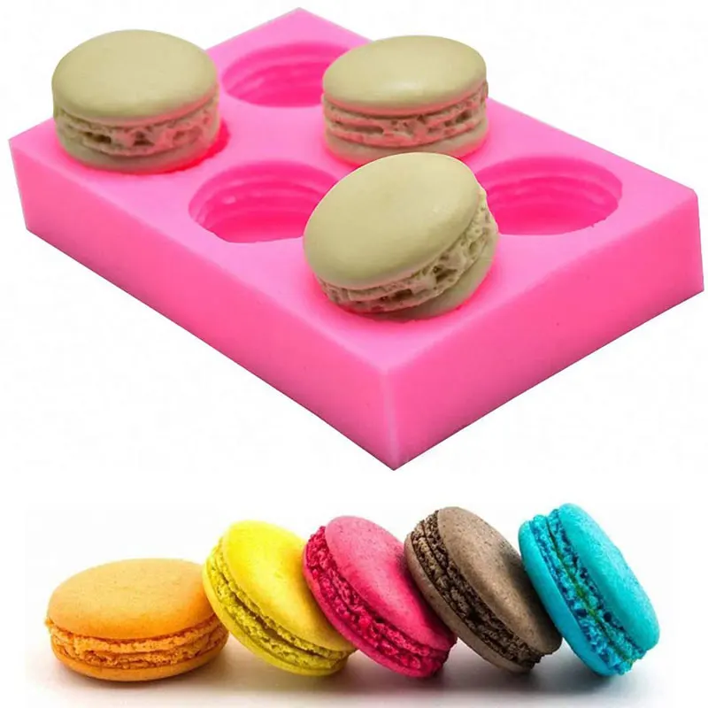 6-Cavity 3.5CM Macaroon Hamburger Silicone Mold for Fondant, Cake/Cupcake Decorating, Baking, Chocolate, Candy, Polymer clay