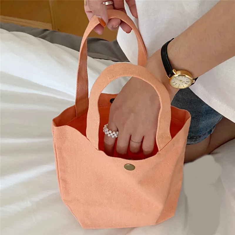 Corduroy Mini Hand Bag Small Square Portable Handbags Women Casual Shopping Storage Bags Japan Style Vintage Solid Color Bags