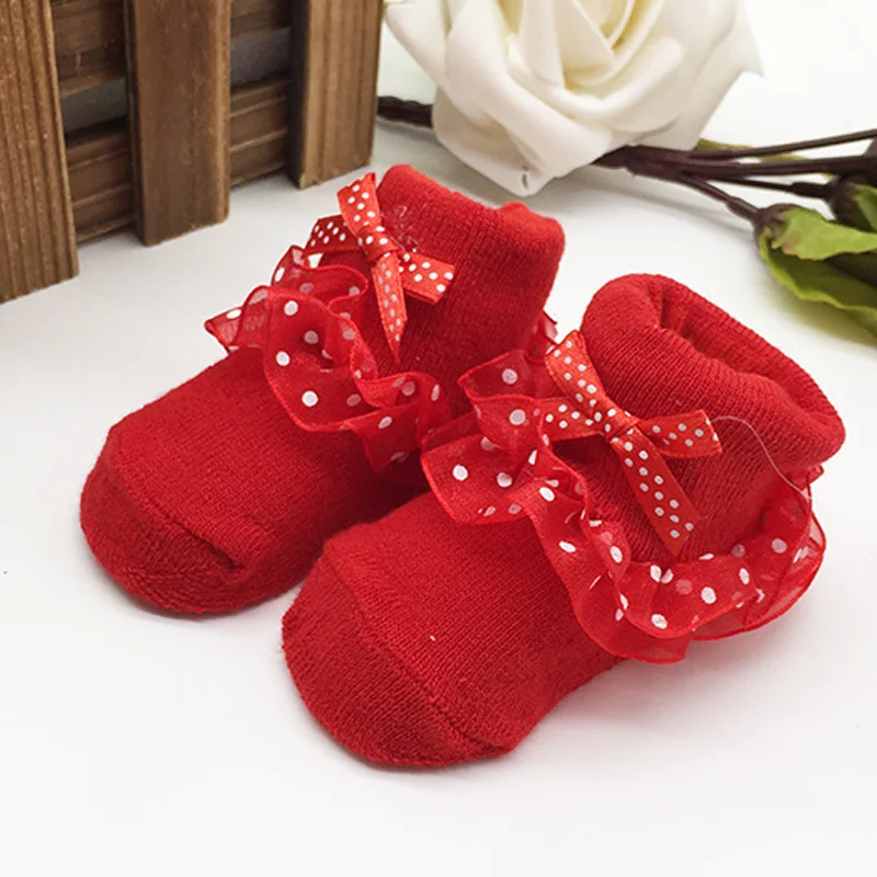 For 0-6 Months Baby Children\'s lace socks Baby socks Princess baby socks Lace side socks