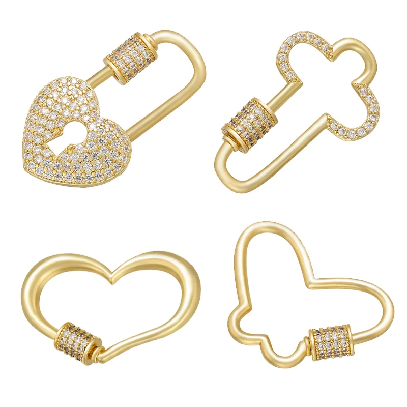 ZHUKOU CZ crystal gold color DIY hooks for jewelry making heart hooks for handmade Necklace making supplies model:VK108