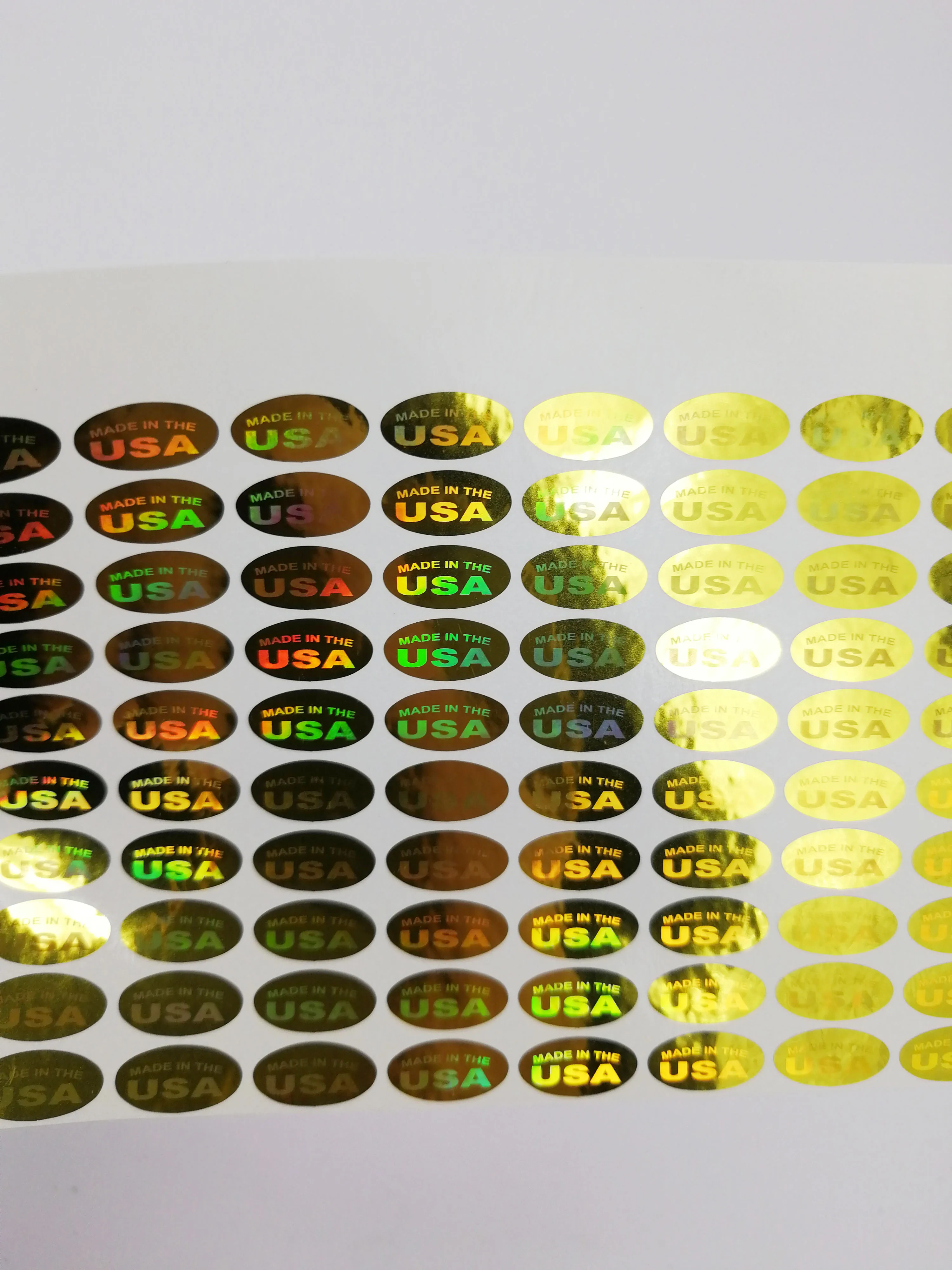 MADE IN THE USA Hologram Stickers 1000pcs 13x6.5mm 1/2 Inch Oval Shape SILVER OR GOLD OPTIONS