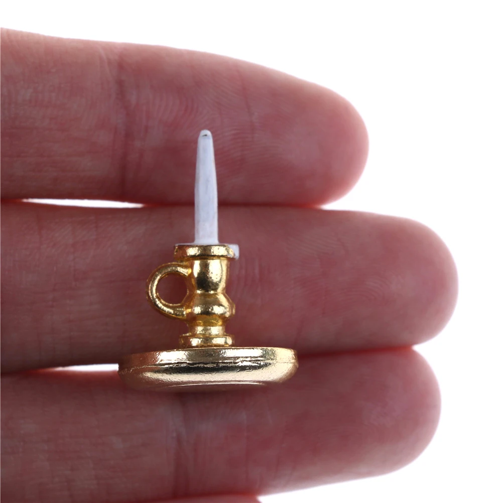 Retro 1:12 Scale Single Candlestick Candle Sconces Wall Lamp Miniature Doll House Decoration Accessory Light Model Gift for Doll