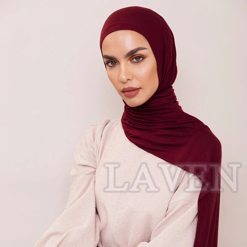 Cotton Jersey Instant Hijab Scarf Muslim Fashion Plain Wraps Soft Women\'s Head Hood Scarf Elasticity Shawls Underscarf Headscarf