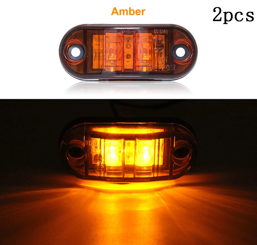 

Комплект из 2 янтарных светодиодных боковых габаритных фонарей 12/24 В — универсальные задние и габаритные фонари для прицепа и грузовика
