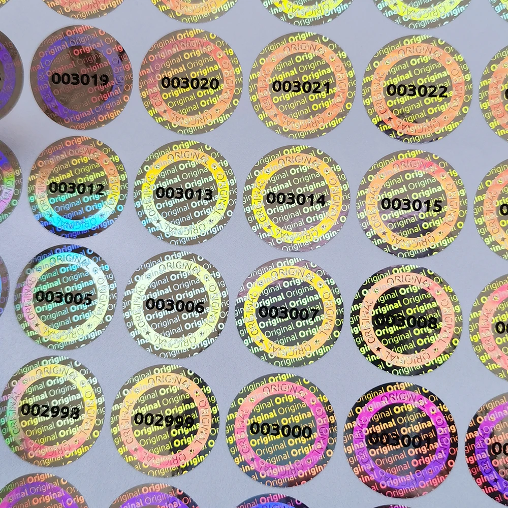 Hologram Tamper Proof Stickers , Sealing Warranty Void Original Security Labels , Unique Serial Number, 1000pcs 20mm Round