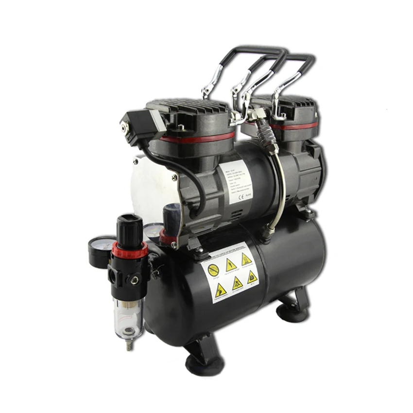 

1/3 HP Airbrush Piston Spray Gun Air Compressor Tornador Oil-Less Pump Double Cylinder Double Air Pressure Spraying Gun Machine