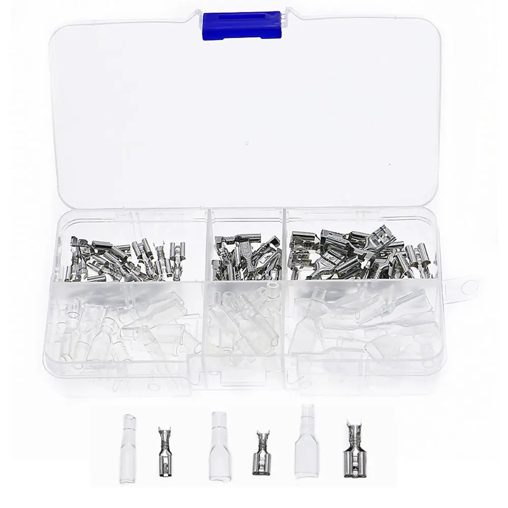 120pcs 2.8 4.8 6.3 Insert Plug Spring Sheathed Wire Terminal Connector Cold Pressed Terminal Kit