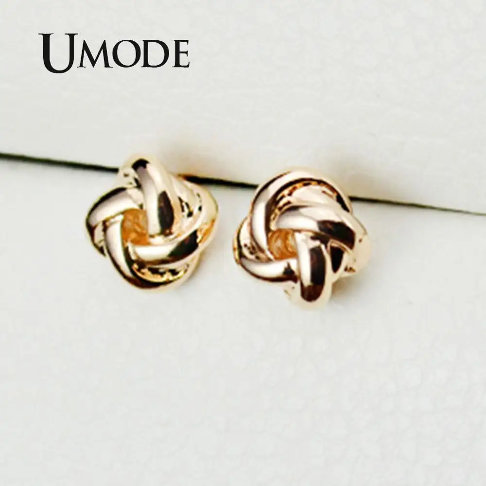 UMODE Rose Gold Color Classic Design Love Knot Post Stud Earrings Boucle D\'oreille JE0140A