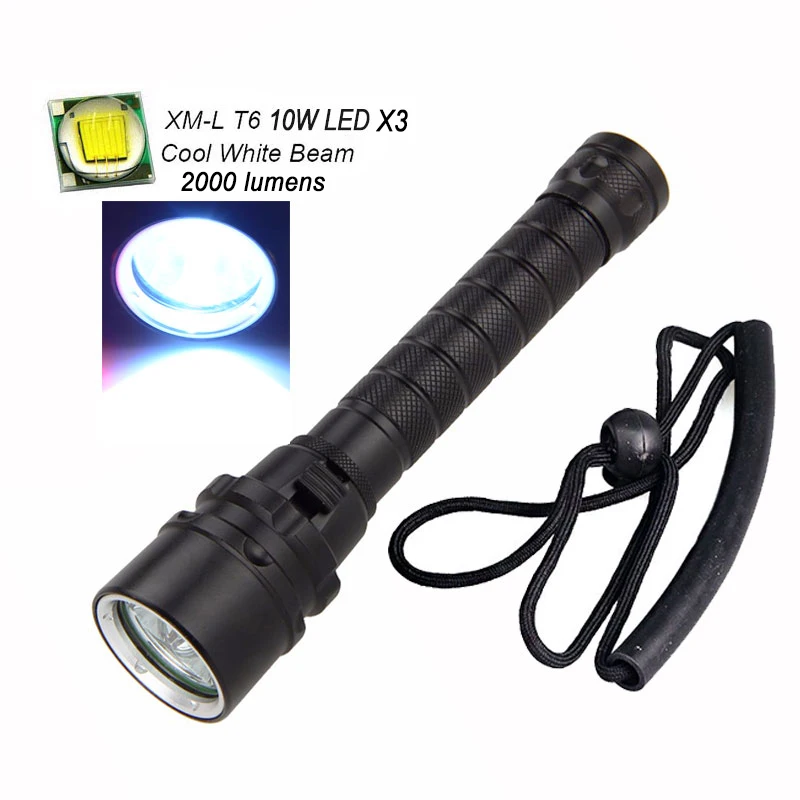 TMWT High Brightness XM-L2 U2 30W 6000lm Professional T6 LED Diving lights Waterproof Underwater 50-80 meters Diving Flashlight