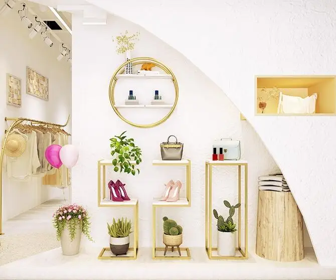 

Clothing store window display table women's clothing store racks personality Nakajima shoe bag display rack water table