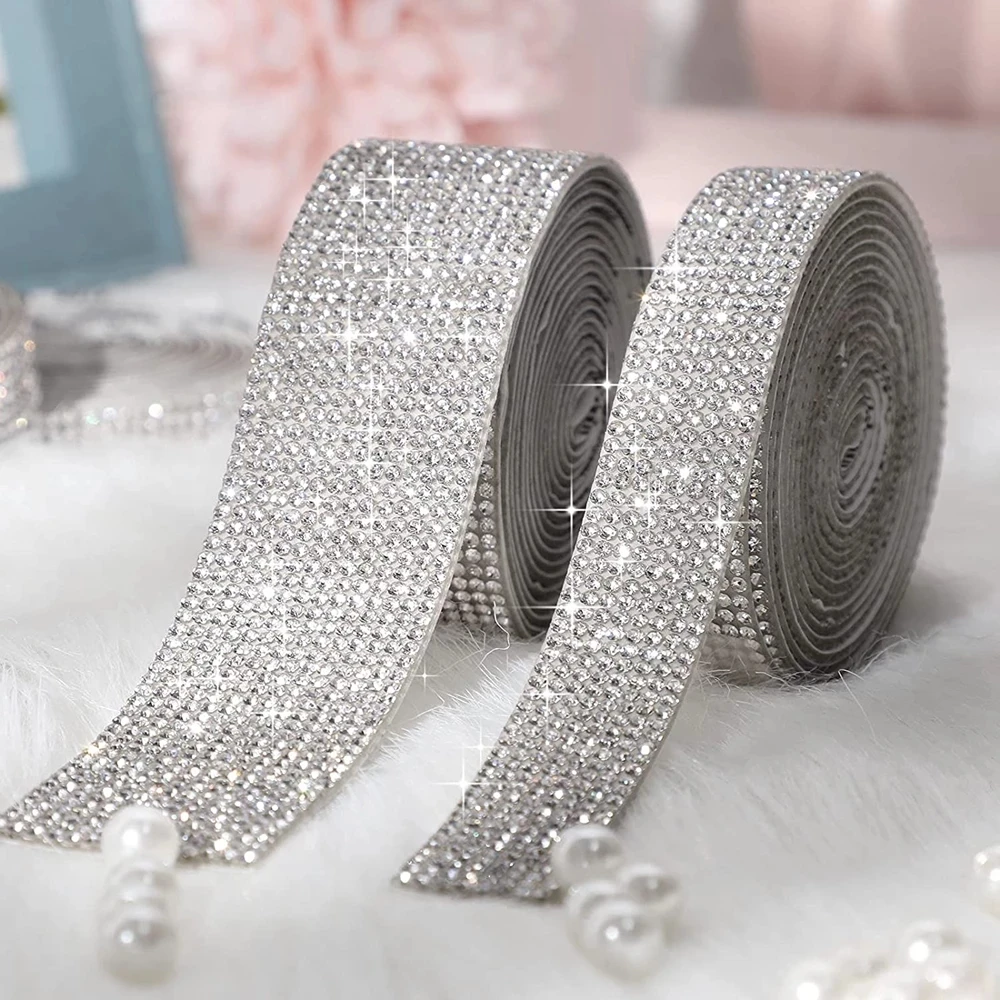 1 Yard Self-Adhesive Crystal Rhinestone Diamond Ribbon Trim Tape Sticker DIY Clothing Jewelry Car Phone Crafts Gifts Decor Tools