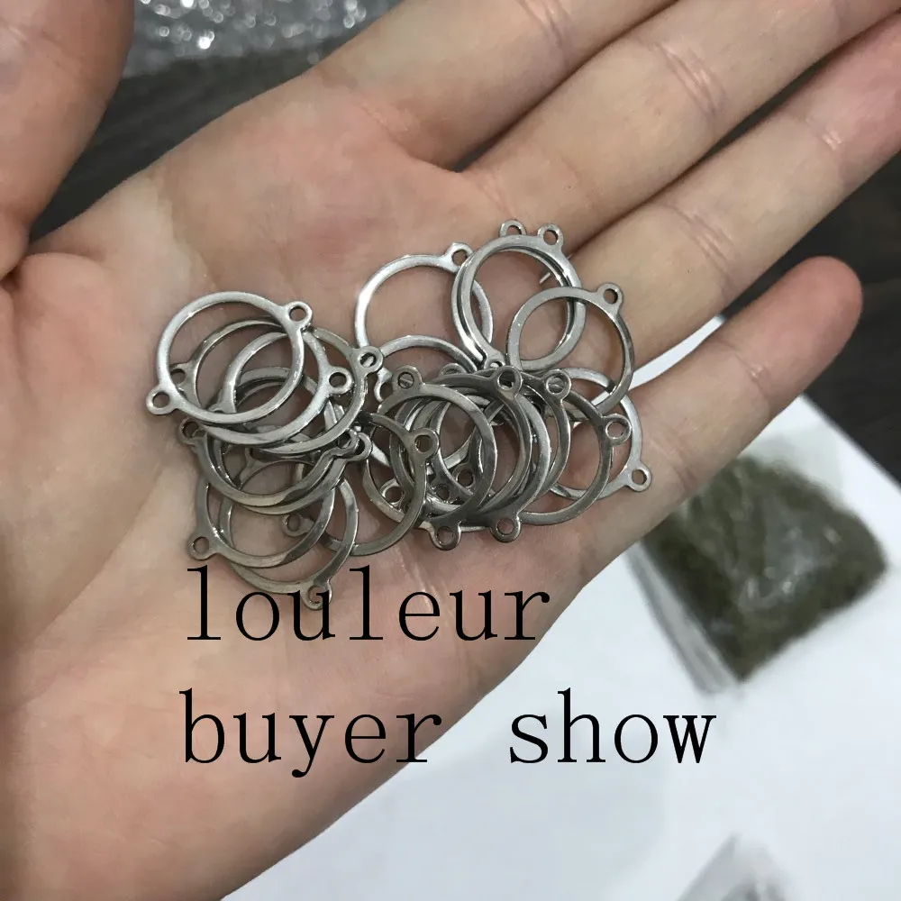 LOULEUR 20pcs/lot Silver Color Stainless Steel Round heart Square Charms Connectors Blank Stamping Tags For Necklace Bracelet