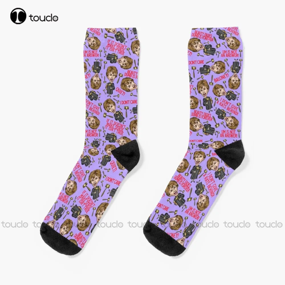 Purple Judge Judy Print  Socks Mens Funny Socks Christmas New Year Gift Custom Gift Unisex Adult Teen Youth Socks Women Men Sock