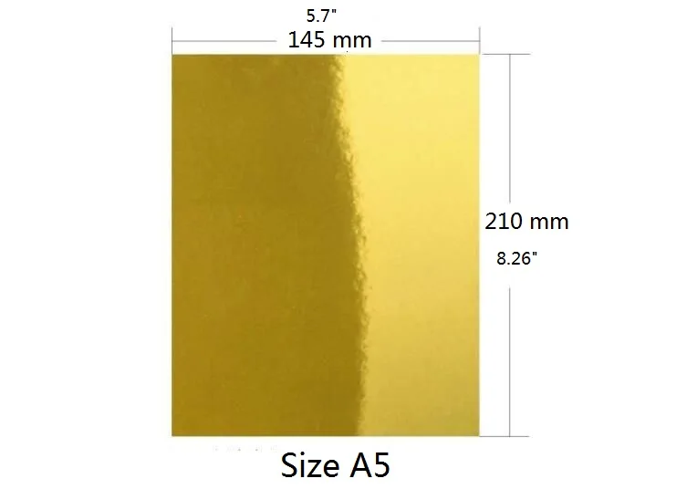 SIZE A5 SINGLE SIDE GOLD MIRROR CARDSTOCK METALLIC SHINY ART CARD FOR PAPER CRAFT CARDMAKING 10/20/50 - YOU CHOOSE QUANTITY