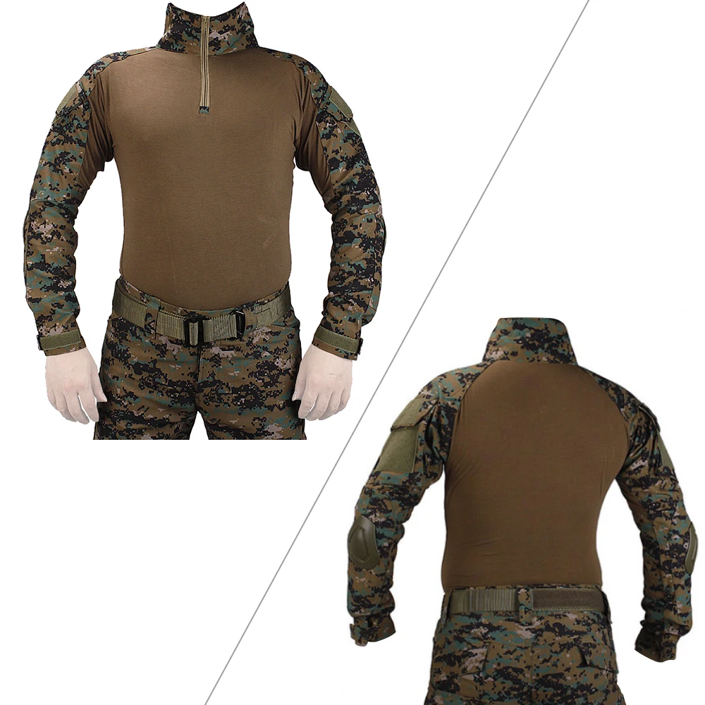 VULPO Camouflage BDU Jungle Digital Combat Uniforms Shirt/Broek & Elbow/Knee Pads Militaire Game Cosplay Uniform Ghilliekostuum