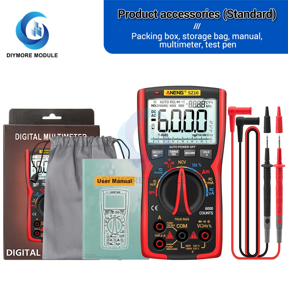 ANENG SZ16 DIY Transistor Kondensator NCV Detektor Lcr Meter Digital-Multimeter 6000 Professionelle True RMS AC/DC Analog Tester