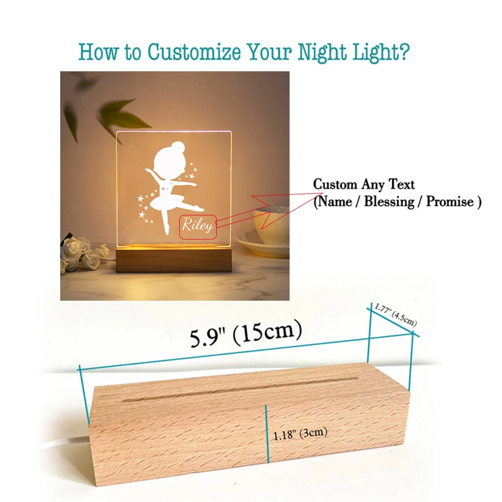 Personalized Dancing Girl Nightlight USB Customized Name 3D Lamp Christmas Decoration Bedroom Toys For Children Gift