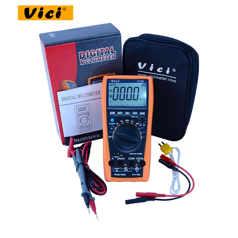 Vici VC99 multimetro digitale a gamma automatica ture RMS DC/AC 20A 1000V resistenza misuratore di capacità coppia termica termometro tester