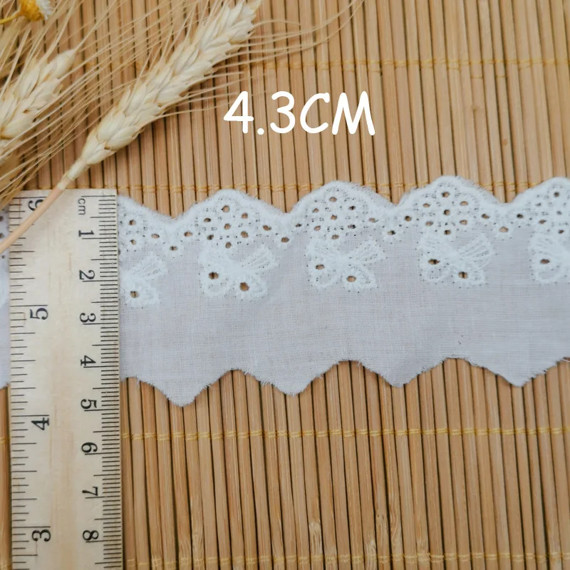 4.3cm width Cotton Cloth Lace Trim DIY Handmade Hollow Out Embroidery Flower Shoulder Strap Belt Decoration Accessories Ribbon