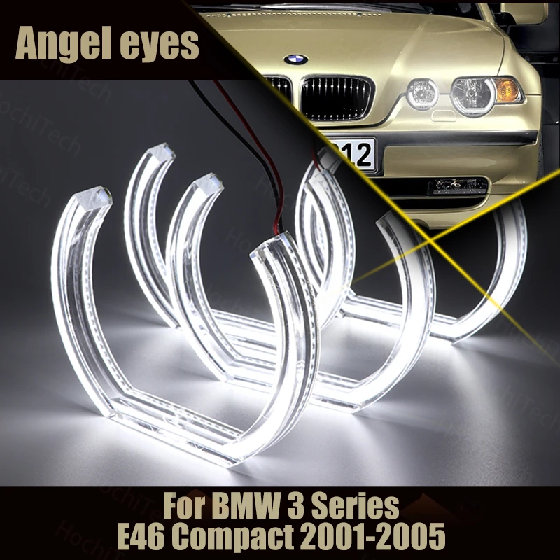 

LED Angel Eyes Kit White Cut Style DTM U Shape Light Halo Ring Crystal Angel Eyes for BMW 3 Series E46 Compact 2001-2005