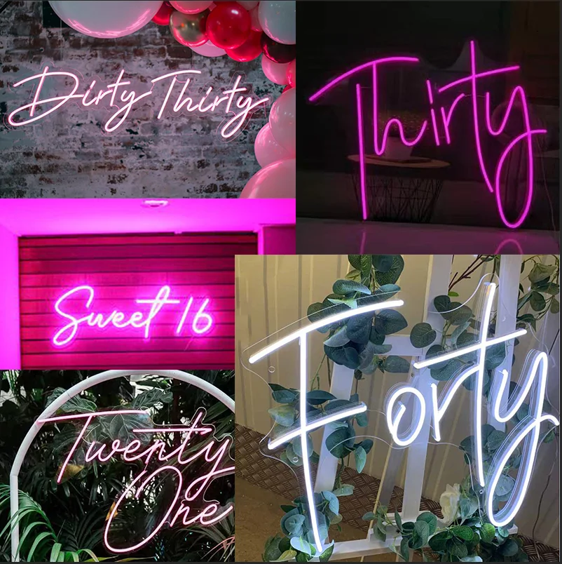 Led thirty twenty one Neon Sign Birthday Party Decor Wall Lights Party Wedding Shop Window Restaurant Birthday Decoration