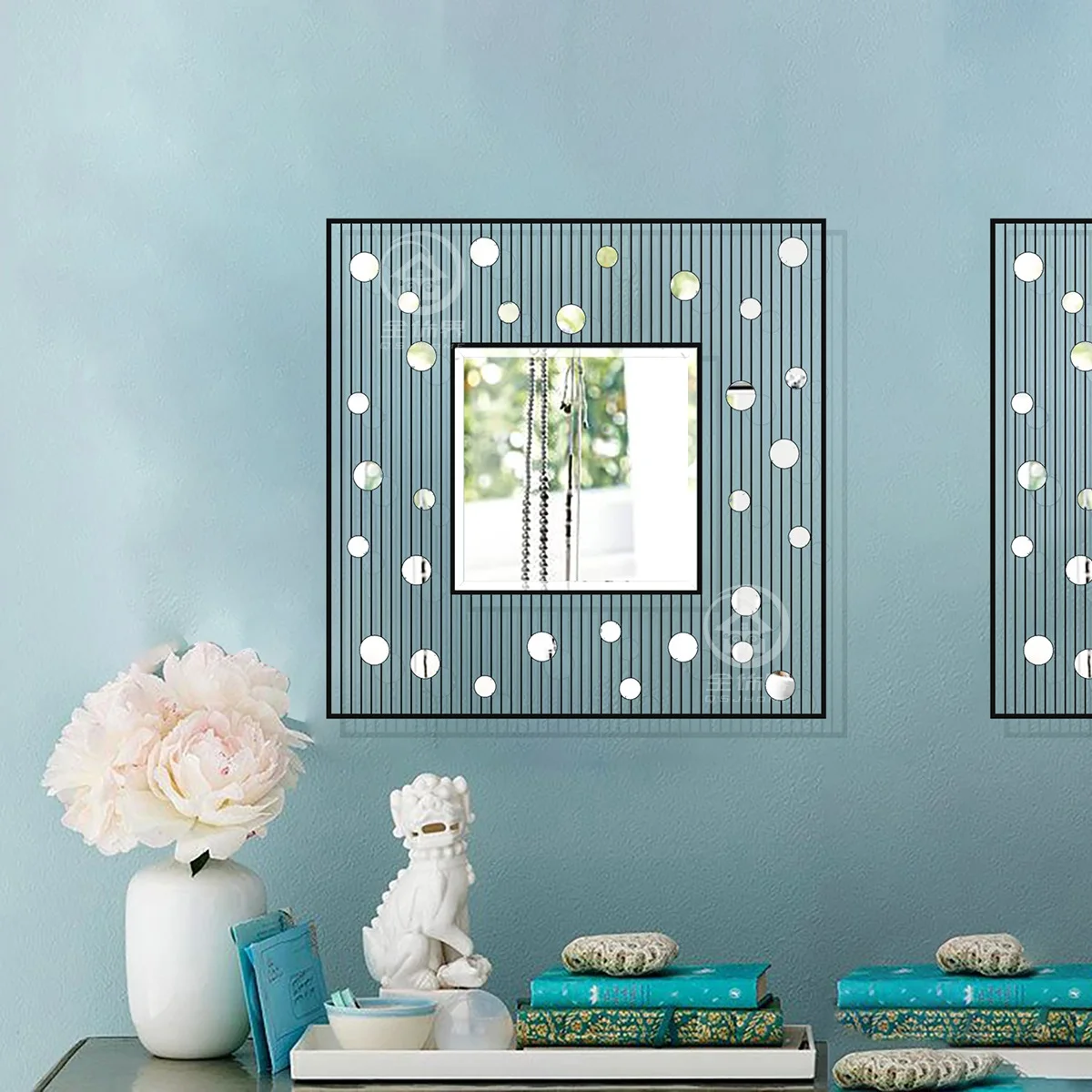 Metal wall mirror framed square modern wire wall mirror glass console mirror wall decorative mirrored art