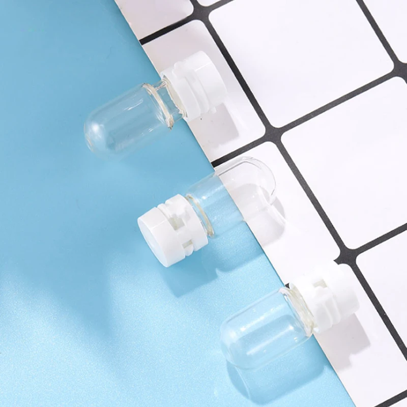 5pcs 2ml Empty Clear Glass Essential Oil Bottles Cosmetic Jar Container mini White Tear cap Perfume Vials Essence Sample Bottle