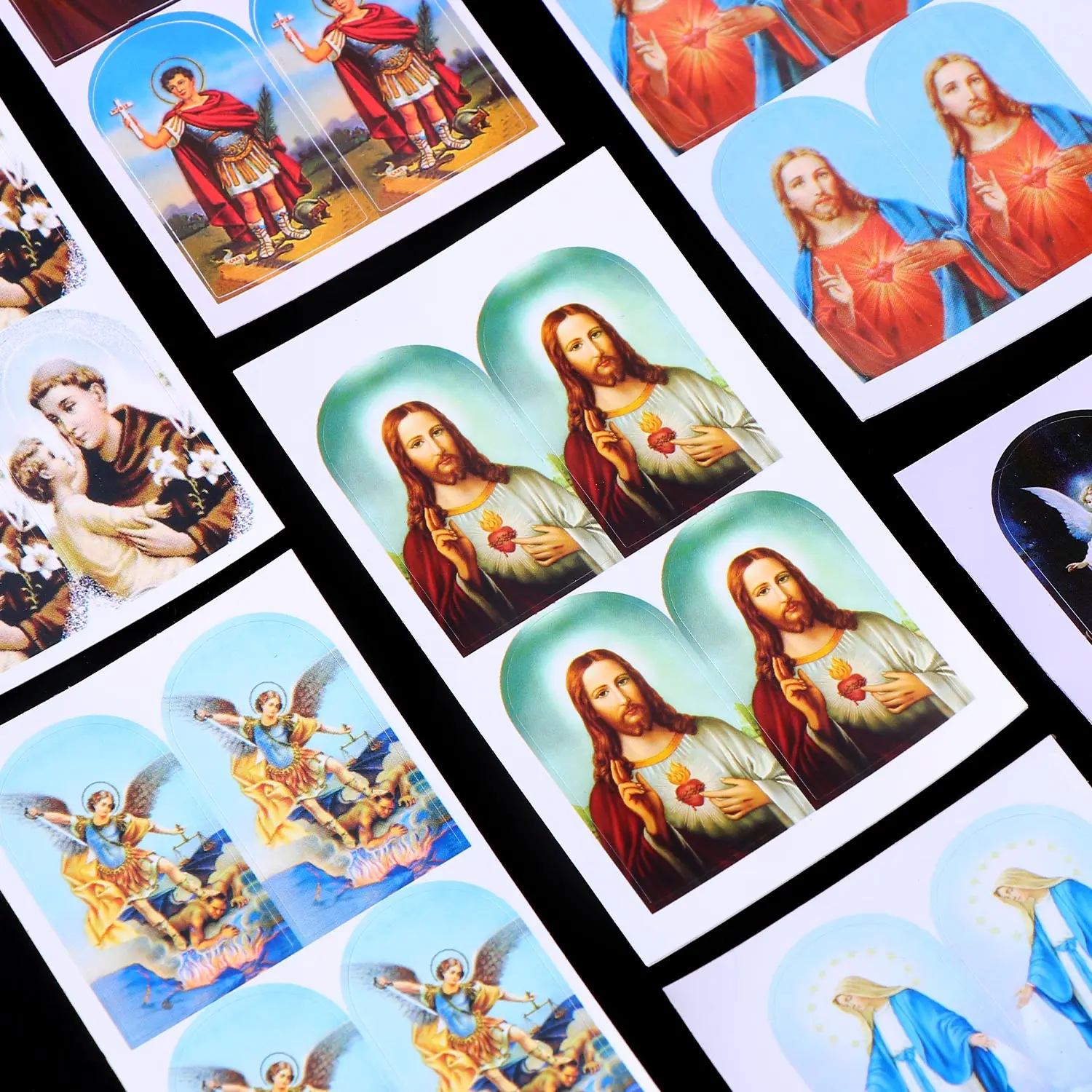 42-54pcs Jesus Sticker Religious Catholic Stickers Semi-Ellipse For DIY Religious Crafts Catholic Church Decoration 23*42mm